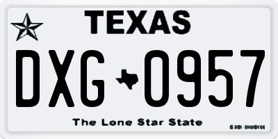 TX license plate DXG0957