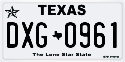 TX license plate DXG0961