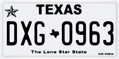 TX license plate DXG0963