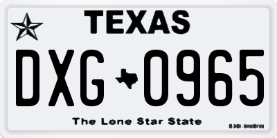 TX license plate DXG0965