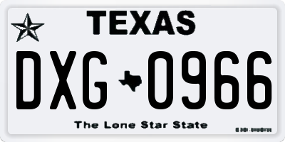 TX license plate DXG0966