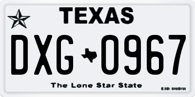 TX license plate DXG0967