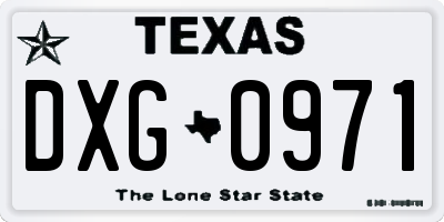 TX license plate DXG0971