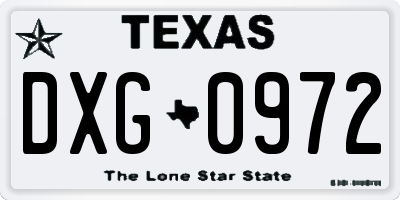 TX license plate DXG0972