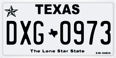 TX license plate DXG0973