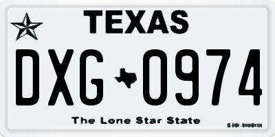 TX license plate DXG0974