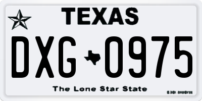 TX license plate DXG0975