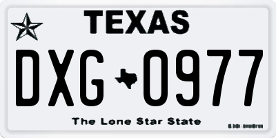 TX license plate DXG0977