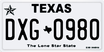 TX license plate DXG0980