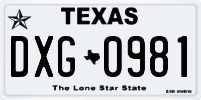 TX license plate DXG0981