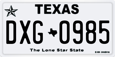 TX license plate DXG0985
