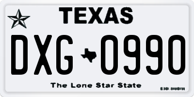 TX license plate DXG0990