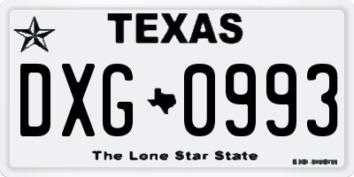 TX license plate DXG0993