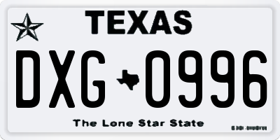 TX license plate DXG0996