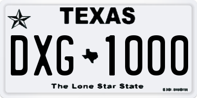 TX license plate DXG1000
