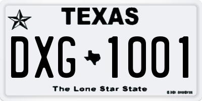 TX license plate DXG1001