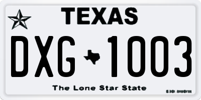 TX license plate DXG1003