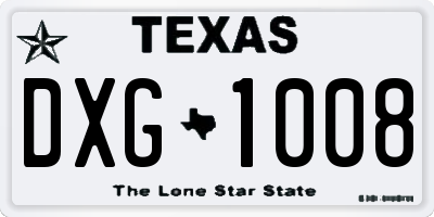 TX license plate DXG1008