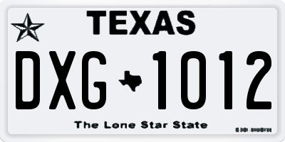 TX license plate DXG1012