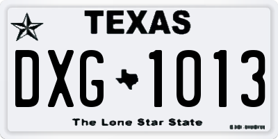 TX license plate DXG1013