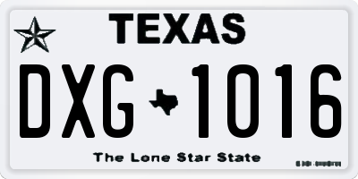 TX license plate DXG1016