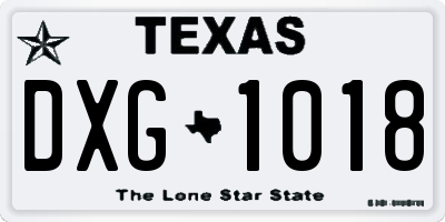 TX license plate DXG1018