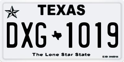 TX license plate DXG1019