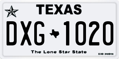 TX license plate DXG1020