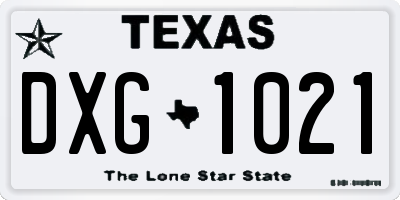 TX license plate DXG1021