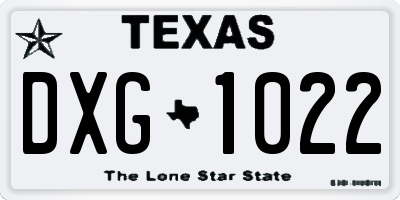TX license plate DXG1022