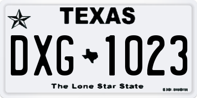 TX license plate DXG1023