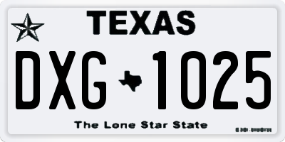TX license plate DXG1025