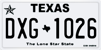 TX license plate DXG1026