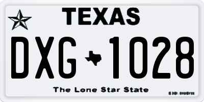 TX license plate DXG1028