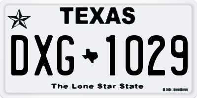 TX license plate DXG1029