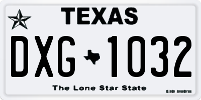 TX license plate DXG1032