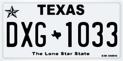TX license plate DXG1033