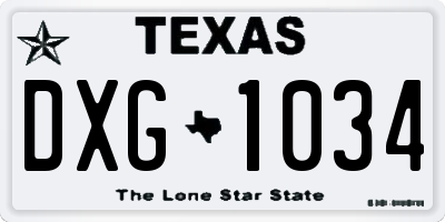 TX license plate DXG1034
