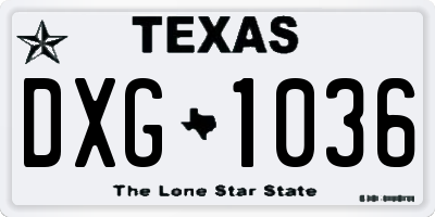 TX license plate DXG1036