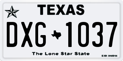 TX license plate DXG1037
