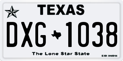 TX license plate DXG1038