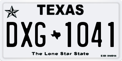 TX license plate DXG1041