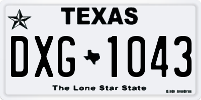 TX license plate DXG1043