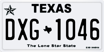 TX license plate DXG1046