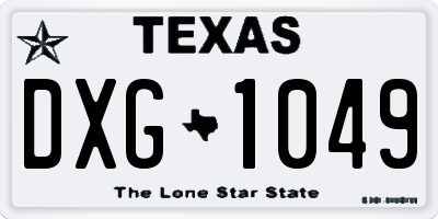 TX license plate DXG1049