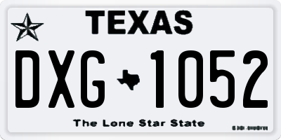 TX license plate DXG1052