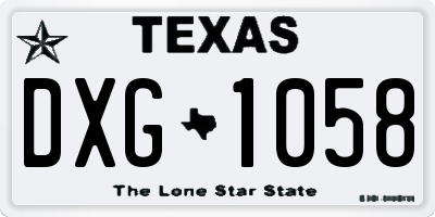TX license plate DXG1058