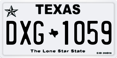TX license plate DXG1059