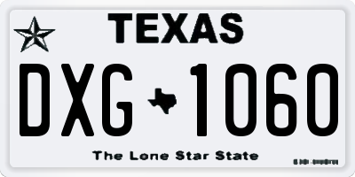 TX license plate DXG1060