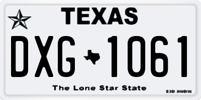 TX license plate DXG1061
